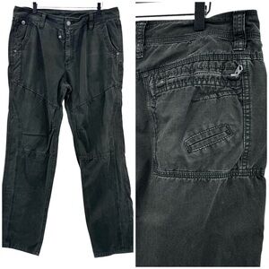 Men's Utility Pants Faded Black Tactical Straight Leg Cool Accents | 36” x 33”